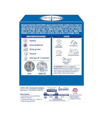 Napisan Extra Protection Additivo Lavatrice, Additivo Disinfettante Lavatrice in Polvere Battericida, 12 Confezioni da 500gr di Additivo in Polvere Lavatrice