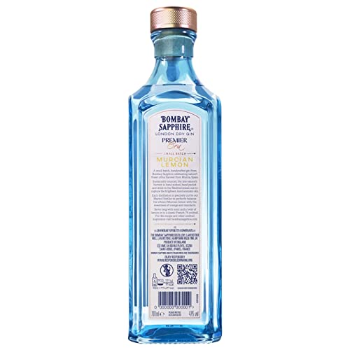 Bombay Sapphire Premier Cru Premium Distilled London Dry Gin, Vol. 47%, 700 ml, infuso a vapore con una selezione accurata di botanical esotici e limoni di Murcia, 70 cl