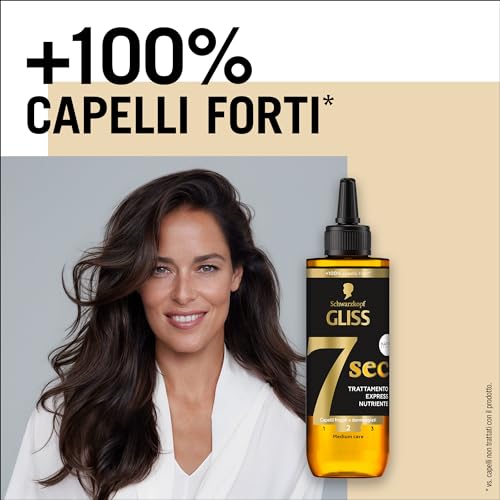 Schwarzkopf Gliss 7 Sec Trattamento Express Nutriente 200ml, Trattamento capelli con HAPTIQ System e Olio di Marula, Prodotti per capelli fragili e danneggiati