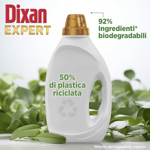 Dixan Liquido Expert Smacchiante Detersivo Lavatrice (17 Lavaggi), Detersivo liquido lavatrice per una pulizia profonda del bucato e freschezza igienica per la lavatrice, Rimuove le macchie da 20°C.