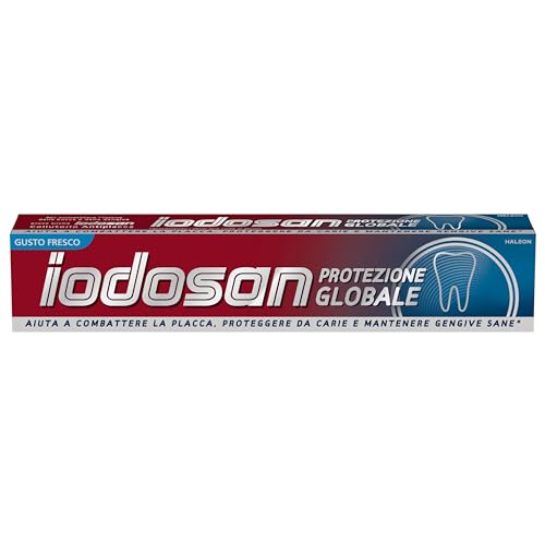 Iodosan Dentifricio Protezione Globale, con Fluoro, Aiuta a combattere la Placca e protegge dalle Carie, Gengive Sane, Gusto Fresco, Confezione da 75ml