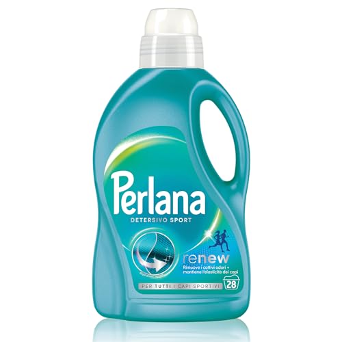 Perlana Detersivo Sport (28 lavaggi), Detersivo lavatrice liquido per tutti i capi sportivi, Detersivo capi sportivi per rimuovere i cattivi odori e mantenere l'elasticità