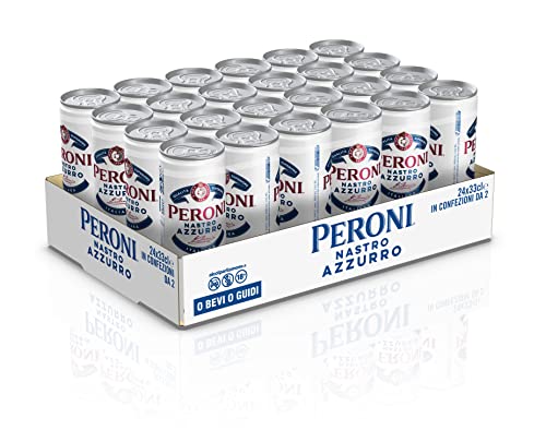 Peroni Nastro Azzurro, Cassa Birra con 24 Lattine di Birra da 33 cl, Birra Premium Lager a Bassa Fermentazione, Gusto Rinfrescante e Rigenerante, Gradazione Alcolica 5% Vol