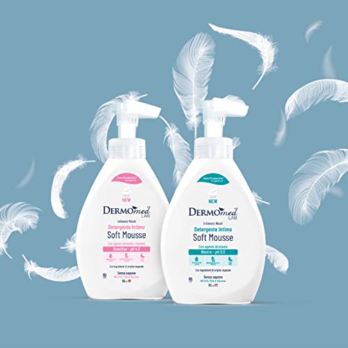Dermomed Detergente Intimo Soft Mousse Sensitive con Agente Idratante e Lenitivo per l'Igiene Intima Esterna Deterge Delicatamente anche le Pelli Più Sensibili pH 4.5 Dispenser da 600 ml