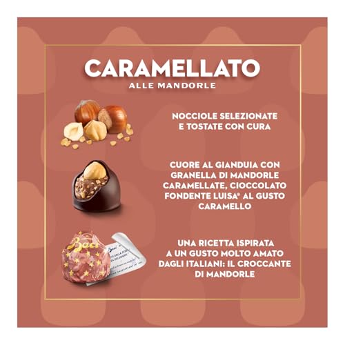 BACI PERUGINA Uovo di Pasqua 2025 Cioccolato Caramellato alle Mandorle con Sorpresa e 4 Cioccolatini 265g