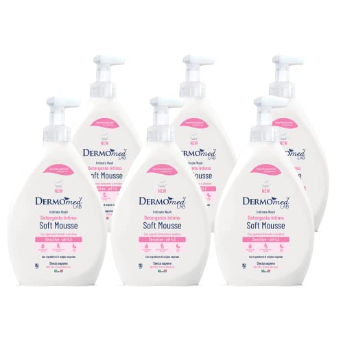 Dermomed Detergente Intimo Soft Mousse Sensitive con Agente Idratante e Lenitivo per l'Igiene Intima Esterna Deterge Delicatamente anche le Pelli Più Sensibili pH 4.5 Dispenser da 600 ml