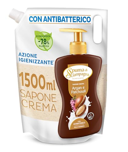 Spuma di Sciampagna Ecoricarica Sapone Liquido Argan e Patchouli 1,5 L, 1