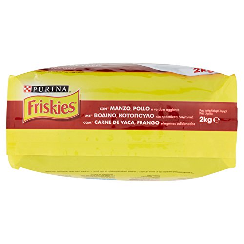 Friskies Gatto Crocchette Adult con Manzo, Pollo e Verdure Aggiunte - 2 kg
