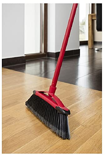 Vileda Classica 2 in 1 Scopa con Manico, Fibre per Polvere e Capelli, Plastica, Rosso/Nero, 32x5.3x78 cm