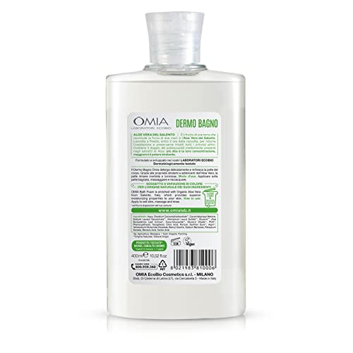 Omia - Dermo Bagno Eco Bio con Aloe Vera del Salento, Bagnoschiuma Delicato e Rinfrescante, Dermatologicamente Testato, Formula Vegana e Nichel Free - Dermatologicamente Testato - Flacone da 400 ml