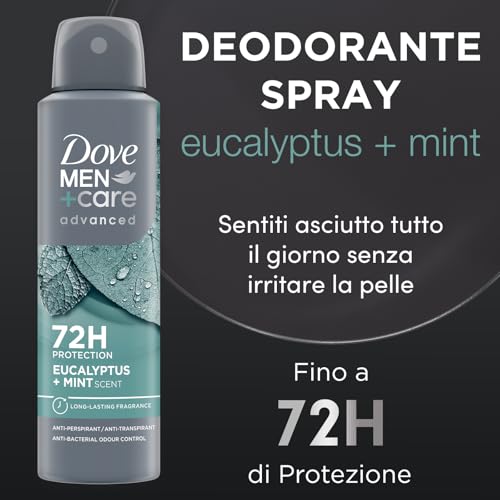 Dove Deodorante Dove Men + Care Clean Comfort Spray Advanced Care, Deodorante Uomo, con 1/4 Crema Idratante, Formula Idratante e Delicata sulla Pelle, Protezione Fino a 72 Ore, 6 Pezzi da 150 ml