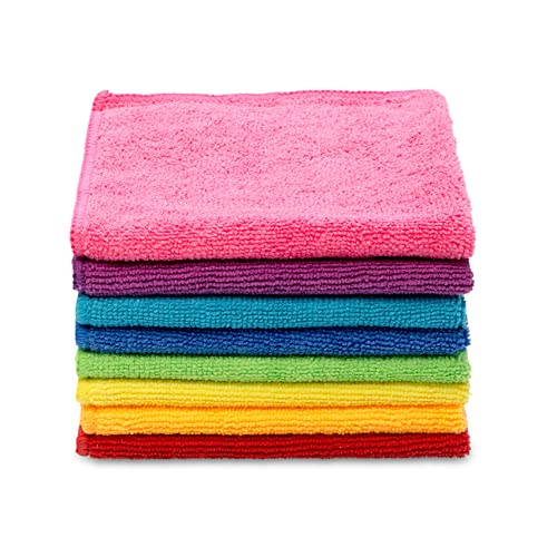 Vileda Microfibre Colors, Panni in Microfibra, Lavabili in Lavatrice, Riutilizzabili, Multicolore, 30x 30 cm, 8 Pezzi