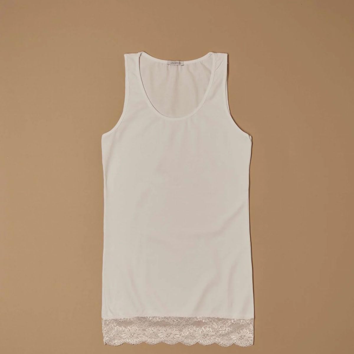 JADEA Canotta Donna Spalla Larga e Inserti in Pizzo 4328 in Cotone Elasticizzato