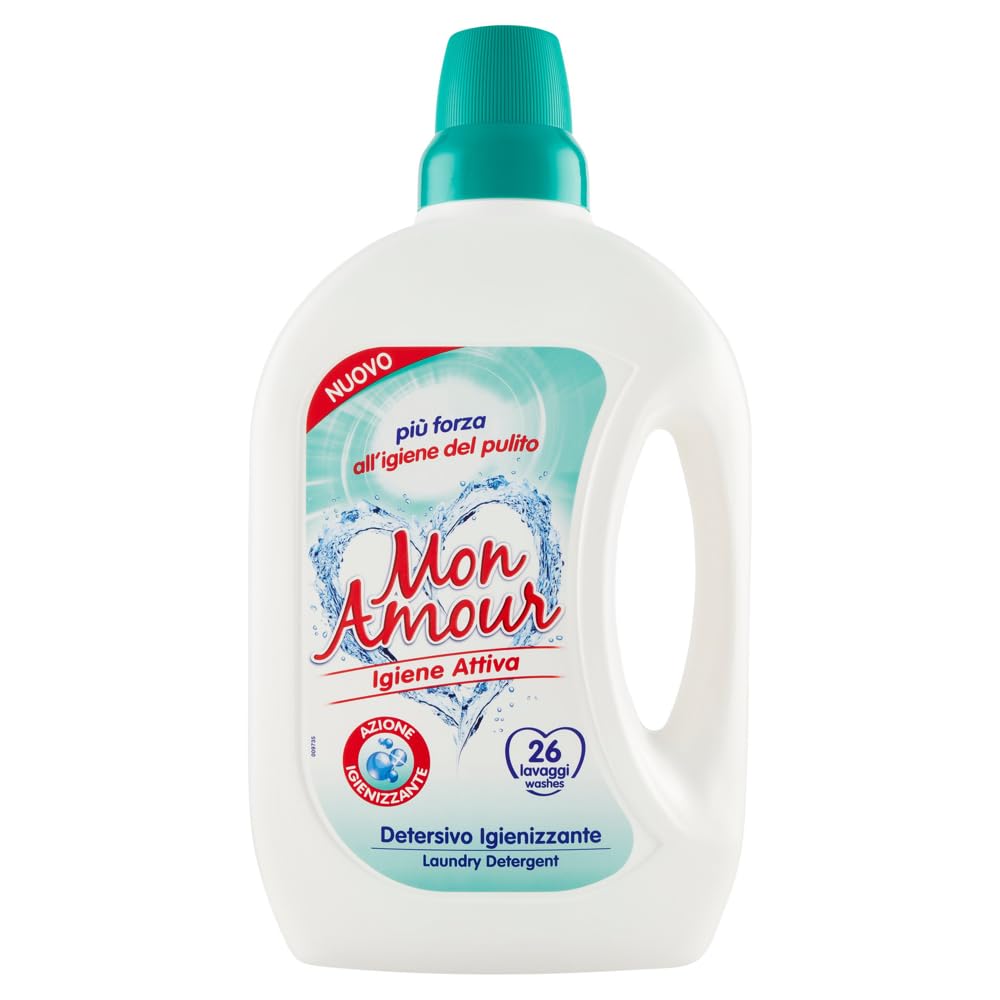 FELCE AZZURRA Mon Amour Igiene Attiva Detersivo Igienizzante, Igienizzante, Detersivo Liquido Igienizzante, Igiene per Vestiti Colorati, 26 lavaggi, 1,560 l