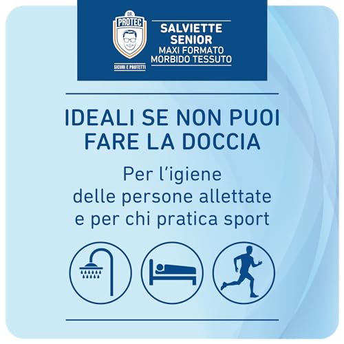 Dr Protec, Salviette Senior, maxi formato 20x27, 50 salviette con Estratto di Aloe Vera e Vitamina E