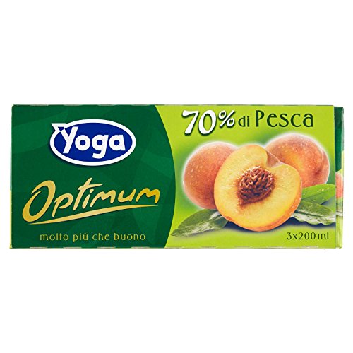 Yoga Succo Optimum Pesca - 8 confezioni da 3 pezzi da 200 ml [24 pezzi, 4800 ml]