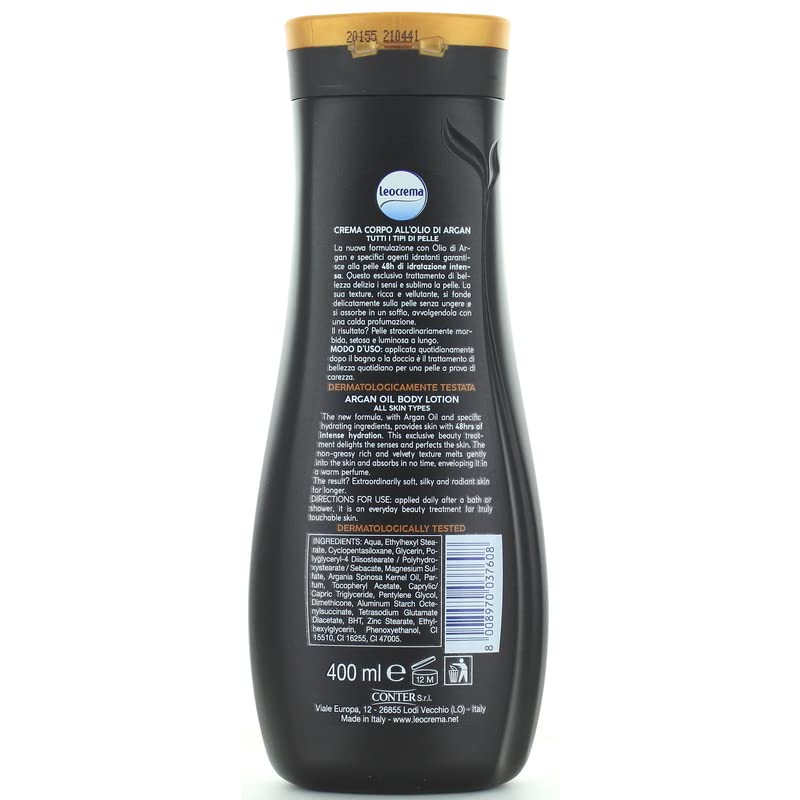 LEOCREMA Pack 2 pezzi Crema Corpo Fluida all'olio di argan 400 ml Fair