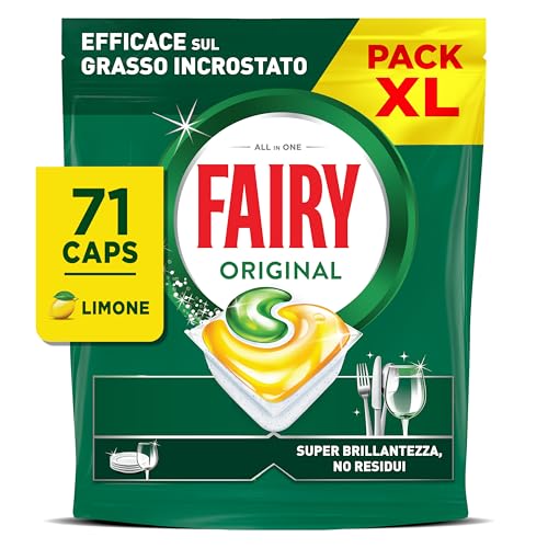 Fairy Original Detersivo Pastiglie Lavastoviglie Brillantante, Original Limone, Azione Pulente Al Primo Lavaggio, Efficace Sul Grasso Incrostato