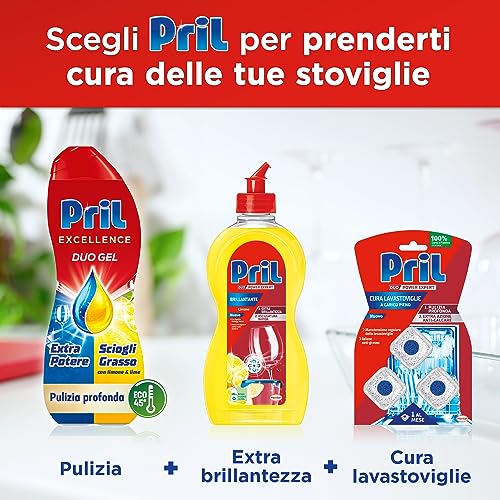 Pril Excellence Duo Gel Detersivo Lavastoviglie Gel, 30 Lavaggi