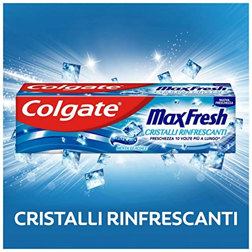 Colgate Dentifricio Max Fresh, Freschezza a Lungo, con Cristalli Rinfrescanti, Menta Glaciale, 100 ml