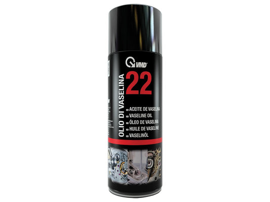 VMD Italia - VMD 22 - Olio di Vaselina, Lubrificante Spray Professionale, Bomboletta di Vasellina, Olio Lubrificante Privo di Colore e Odore, Protezione Duratura, 400 ml