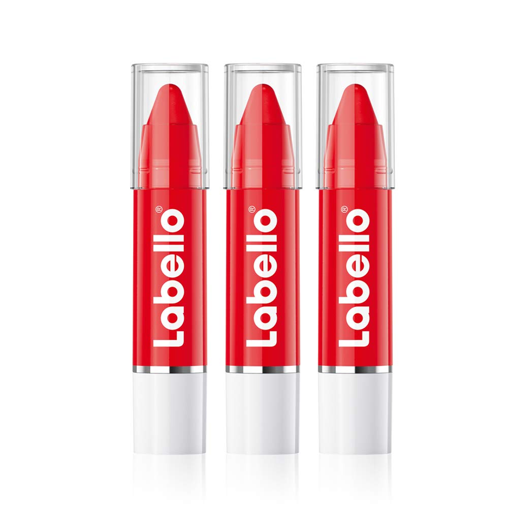 Labello Lips2Kß Color Lip Balm Hot Pink in Confezione da 3 (3 x 3 g), Cura delle Labbra con Colori intensi, Rossetto con Vera Cura Labello, Rosa