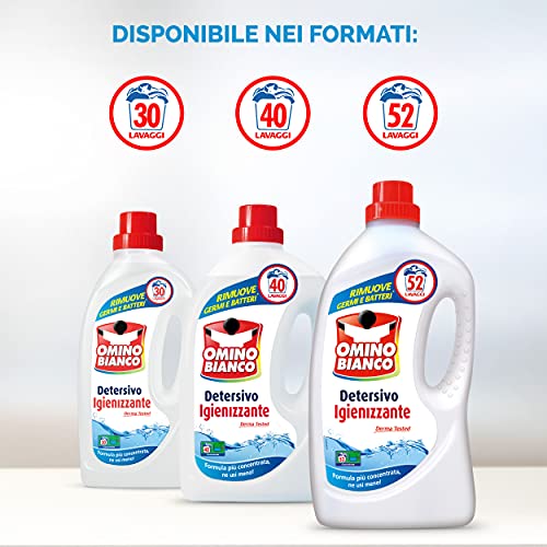 Omino Bianco - Detersivo Lavatrice Igienizzante Liquido, 30 Lavaggi, Igienizza i Capi e Rimuove Germi e Batteri, 1500 ml