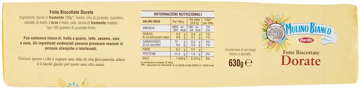 FETTE BISCOTTATE MULINO BIANCO DORATE 6 X 630 GR