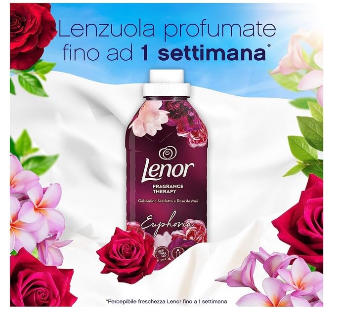 Procter & Gamble Lenor Ammorbidente Lavatrice Concentrato, 40, Gelsomino Scarlatto, Freschezza Di Lunga Durata E Morbidezza Di Origine Vegetale, Lenzuola Profumate Fino A 1 Settimana