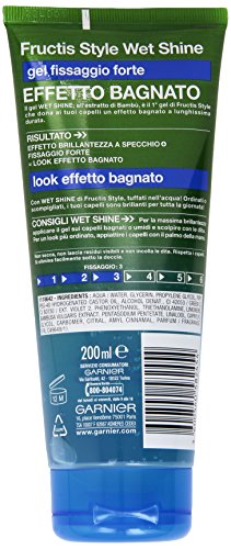 Garnier Fructis Wet Shine Gel Effetto Bagnato Fissaggio Forte, 200 ml
