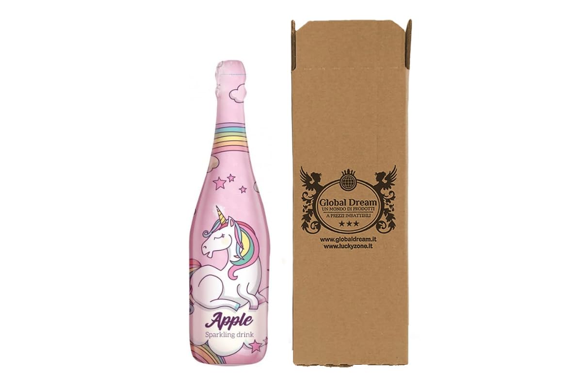 Confezione in scatola Global Dream | Bevanda Frizzante alla Mela, Bottiglia Unicorno Rosa, Edizione Speciale, 750ml