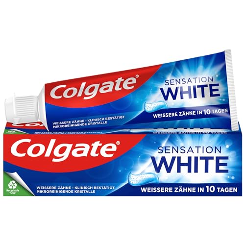 Colgate Dentifricio Sensation White 12 x 75 ml – rimozione dello scolorimento superficiale – sbiancamento dei denti per denti bianchi persistenti