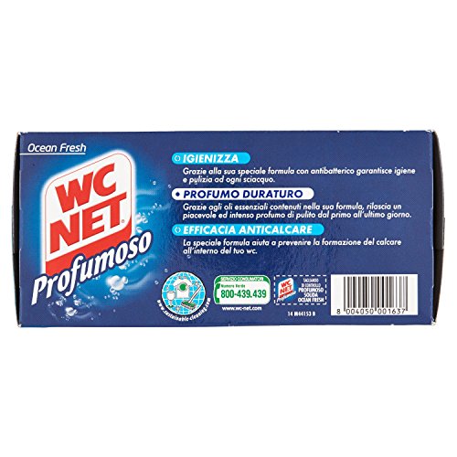 Wc Net 3Effect Detergente per Wc, Ocean Fresh - 4 Tavolette da 34 g, Totale: 136 g