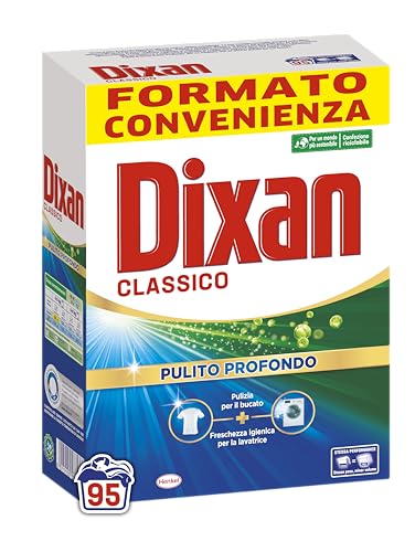 Dixan Classico Pulito Profondo, Detersivo Lavatrice polvere per eliminare le macchie ostinate, formato da 95 lavaggi