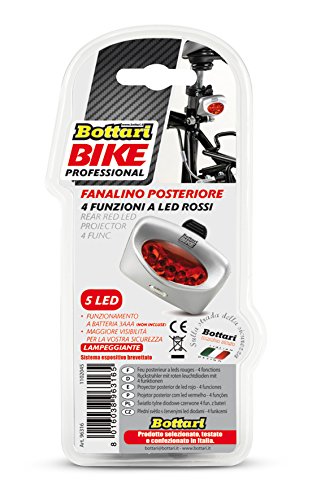 Bottari 96316, Fanalino Posteriore per Biciclette Unisex-Adulto, Rosso