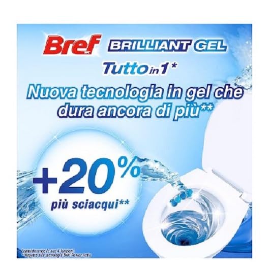Bref WC Forza Floreale, Nuovo Brilliant Gel, Detergente WC, Pulizia e Freschezza per il tuo WC, Formato singolo