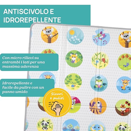 Chicco Coccodrillo Tappeto ad Acqua Sensoriale, Tappeto Morbido, Gioco Bambini Gonfiabile con Aria e Acqua