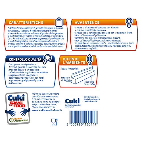 Cuki Carta Forno Ultra Antiaderente e Resistente, 20 Metri