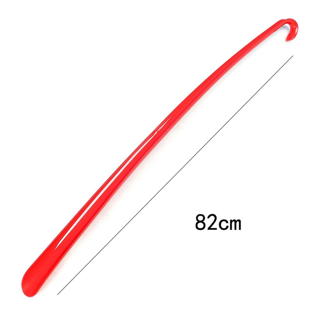 Calzascarpe Tronchetto per Scarpe con Manico Lungo con Disegno Calzascarpe Lungo con Gancio per Uomo, Donna, Bambino, Stivali e Tutte Le Scarp (Colore : Rosso, Dimensione : 82cm)