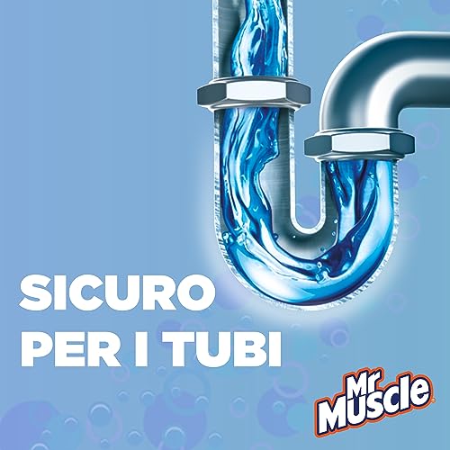 Mr Muscle Sciogli Capelli, Stura Lavandini e Scarichi, Disgorgante, Forte per Capelli e Peli di Animali, Sicuro per i Tubi - Formato scorta da 6 pezzi da 500ml