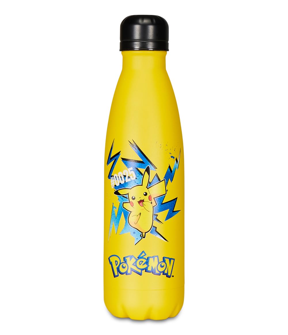 Borraccia Termica Borraccia POKÉMON - per Bambini con Cannuccia 460 ML NO BPA - Asilo, Scuola Elementare - Acciaio Inox, Mantenimento Temperatura fino a 24h
