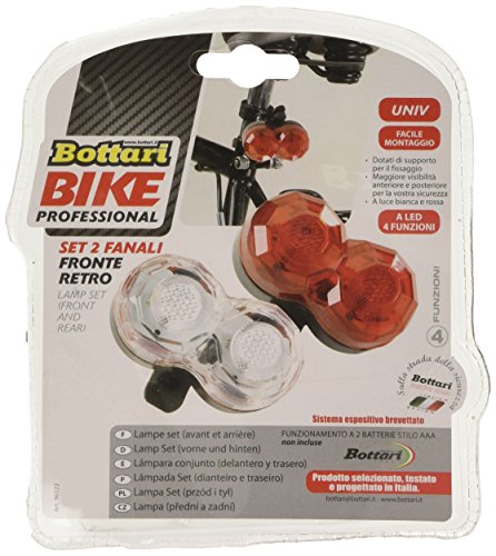 Bottari 96322, Set Fanali Anteriore e Posteriore per Biciclette Unisex-Adulto, Rosso