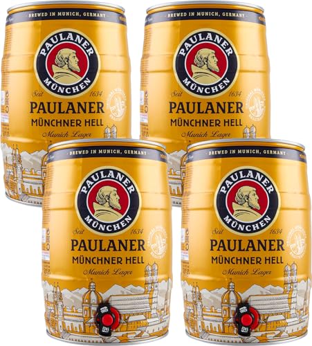 PAULANER Münchener Hell - 4pz Fustini da 5L con Spillatore Rubinetto integrato