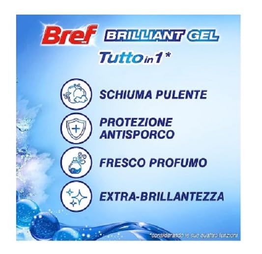Bref WC Forza Floreale, Nuovo Brilliant Gel, Detergente WC, Pulizia e Freschezza per il tuo WC, Formato singolo