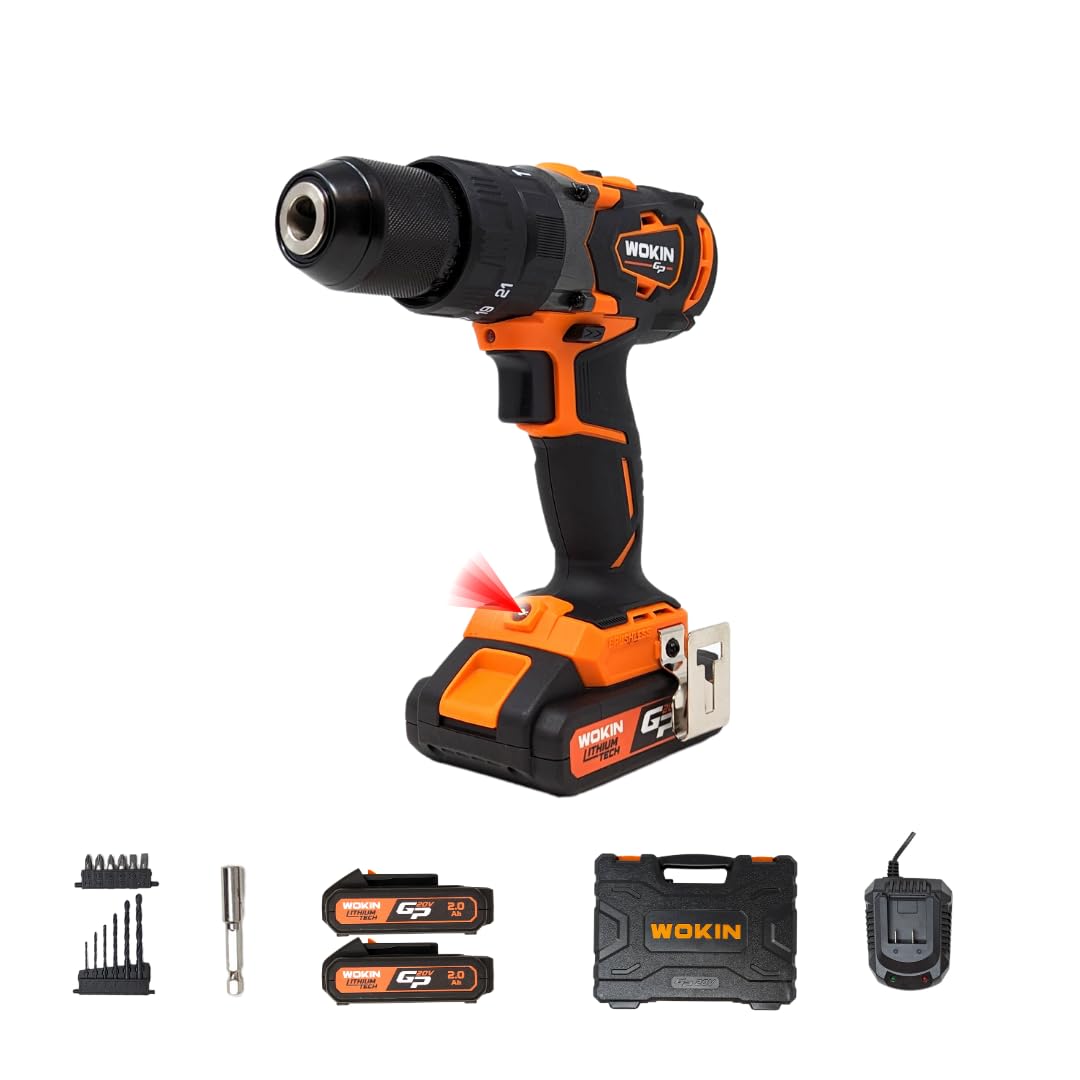 Trapano a percussione batt gp20v 620160 wokin volt 20x2 ah 2,0 + accessori + valigia Wokin