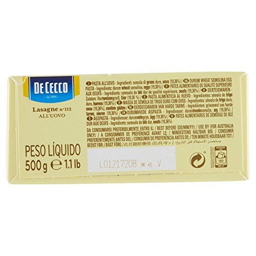 De Cecco Lasagna Timballo Uovo - 6 pezzi da 500 g [3 kg]
