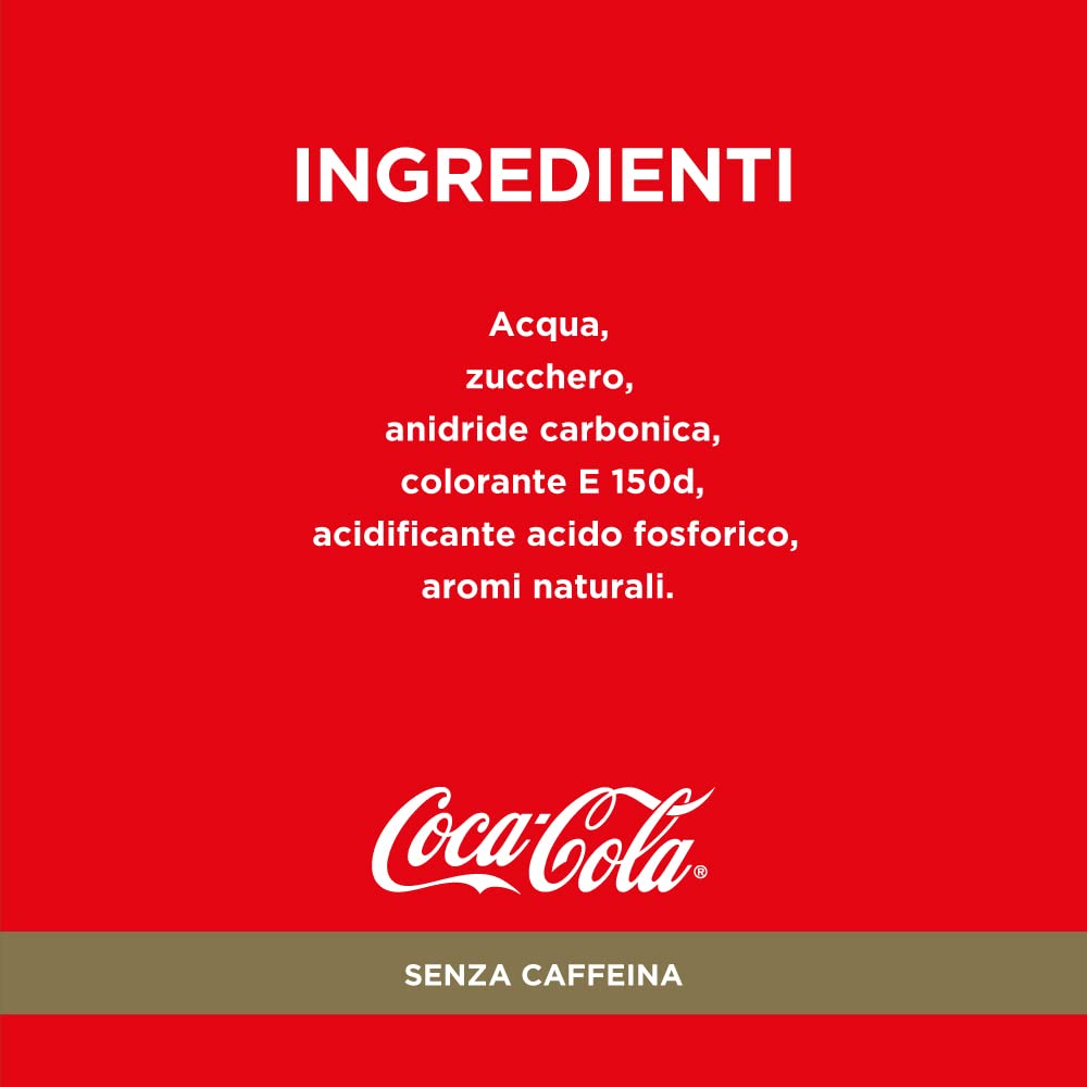 Coca-Cola Senza Caffeina, Tutto il Gusto della Formula Coca-Cola Senza Caffeina, Lattina 100% riciclabile - 6 Lattine da 330 ml