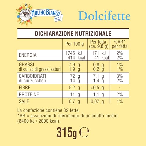 Mulino Bianco Fette Biscottate Dolcifette, 315g
