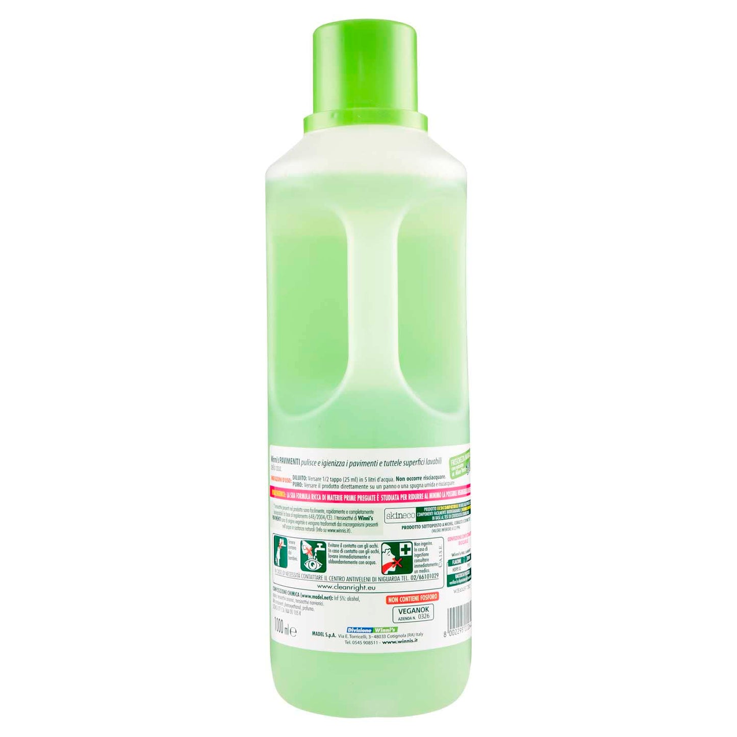 Winni's Naturel Pavimenti e Superfici Lavabili Detergente e Igenizzante Estratto di Aloe Vera Bio Concentrato con Materie Prime di Origine Vegetale Completamente Biodegradabili - 3 Flaconi da 1L