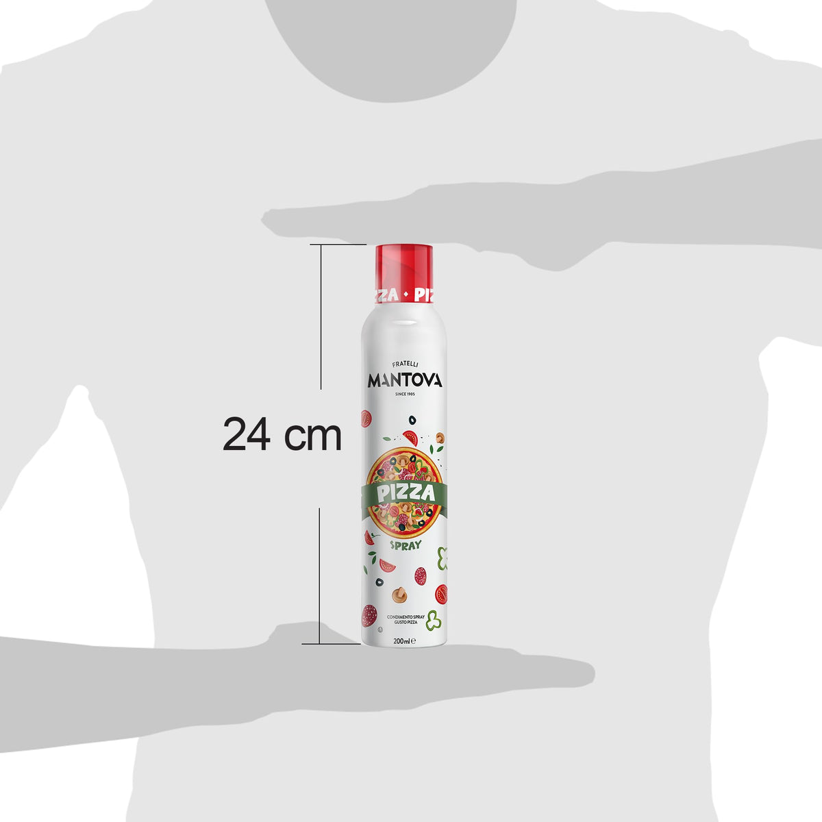 Pizza spray Fratelli Mantova, Olio extravergine di oliva spray al gusto pizza, 200 ml, Spray da Cucina, Zero Sprechi e Dosi Precise, Nebulizzatore Olio